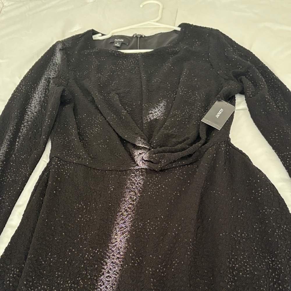Karen Millen Textured Black Long Sleeve Dress